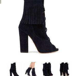 "Giuseppe Zanotti" Fringe Peep Toe Bootie